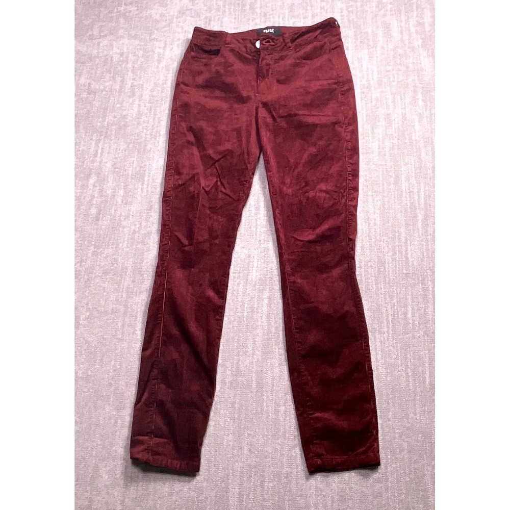 Paige Corduroy Hoxton Ankle Skinny Pants Womens 26 Burgundy Pockets Outdoor